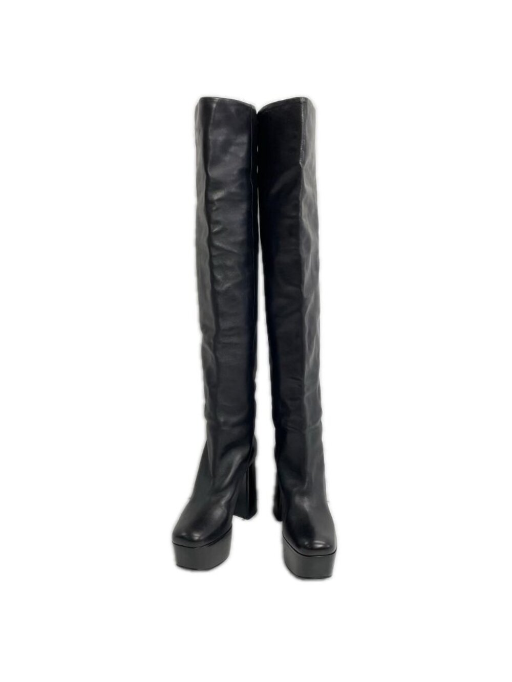 Prada Leather Chunky Heel Knee High Boots